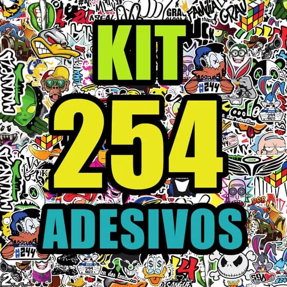 Kit 254 Adesivos 244 De Grau Alta Resolução Cartela aprova d'agua - Personagens Frases e Simbolos