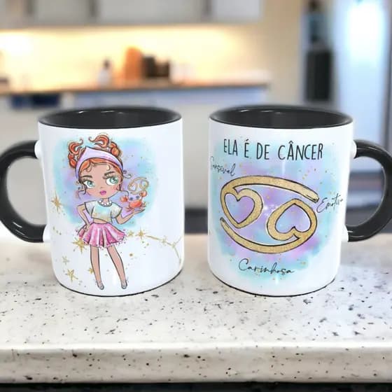 xícaras copos canecas de signos de cancer colorida canecas