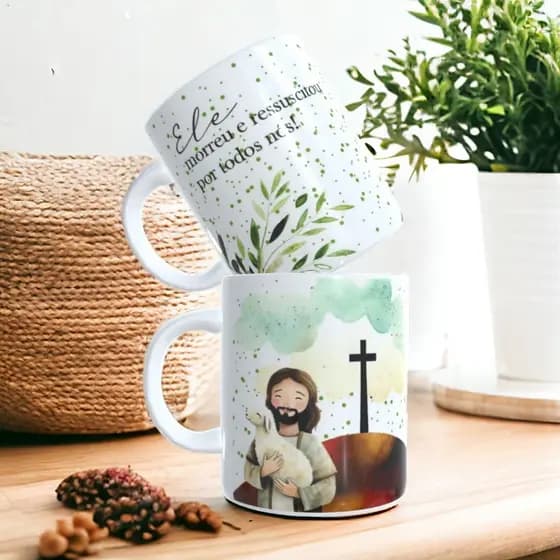 xícara de porcelana para presentear na pascoa