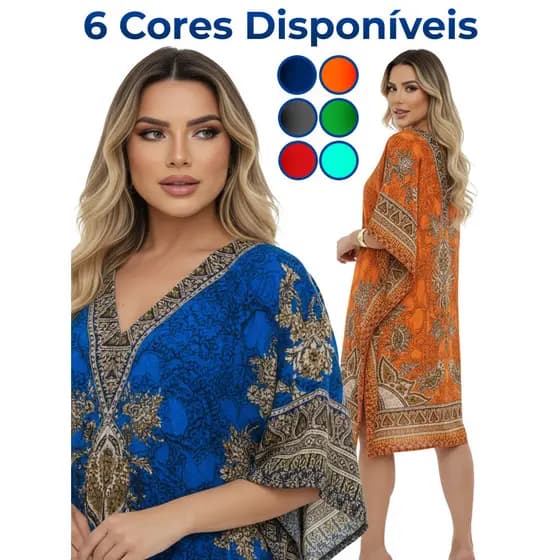 Kaftan Indiana Curta Moda Praia Caftan Leve