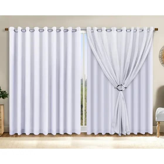 Cortina Voil Trabalhado Cross 6,00 Mtrs Forro Microfibra sala/Quarto/decoração.