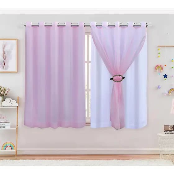 CORTINA 2,8MTS DE LARGURA VOIL LISO ROSA C/ FORRO MICROFIBRA BRANCO TAMANHOS VARIADOS QUARTO/SALA