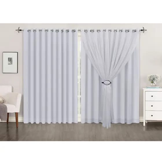 CORTINA PARA SALA / QUARTO 5,80 X 3,00 VOIL LISO COM FORRO MICRO FIBRA