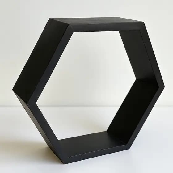 Nicho Hexagonal Colmeia Preto de Madeira Decorativo