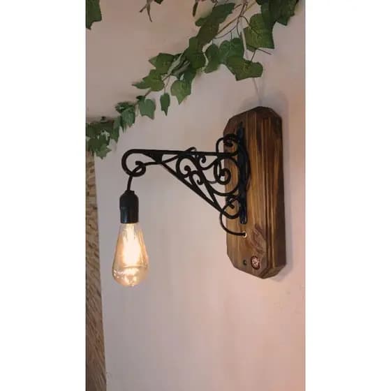 Arandela Parede Madeira Maciça Decoração Rústica Industrial