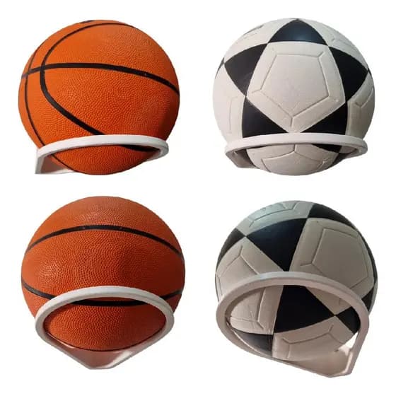 Kit C/ 4 Suporte Bola Futebol Basquete Vôlei Display Parede Branco