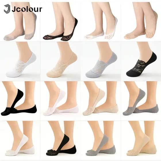 Kit 12 Pares Meias Sapatilha Soquete Meias invisíveis femininas Invisível aleatoriamente 35-40