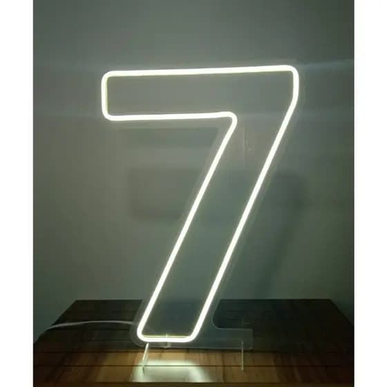Painel Led Neon Número Sete 7 - 50cm altura em acrilíco