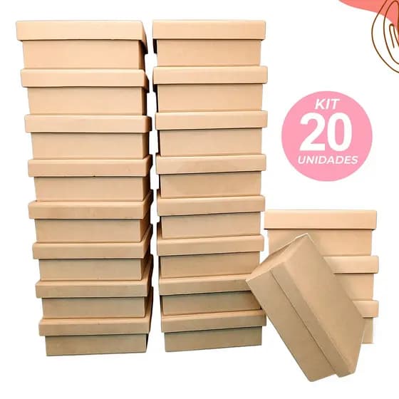 Kit 20 Caixas de MDF Cru com Tampa para Lembranças Presentes Convites Embalagens 15x15x5