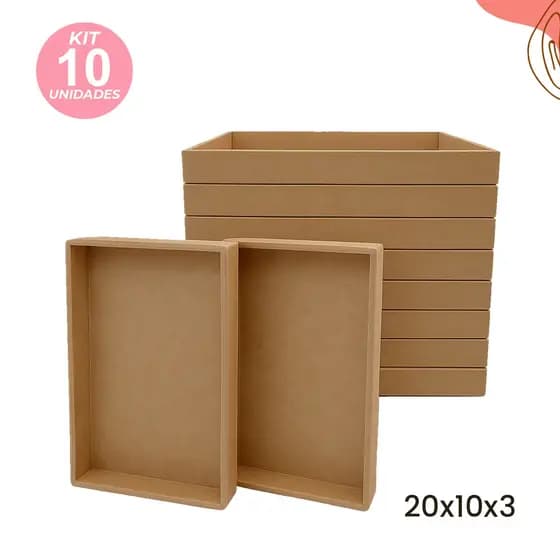 Kit 10 Bandejinhas em MDF Artesanato Resistente Versátil Multiuso 3mm 20x10x3 cm Lembrancinhas Festa