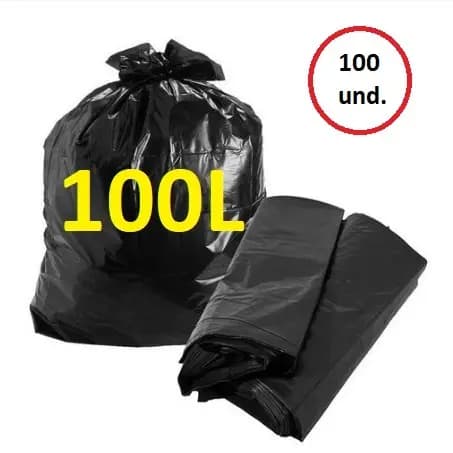 Saco De Lixo 100 Litros Preto C/ 100 Unidades