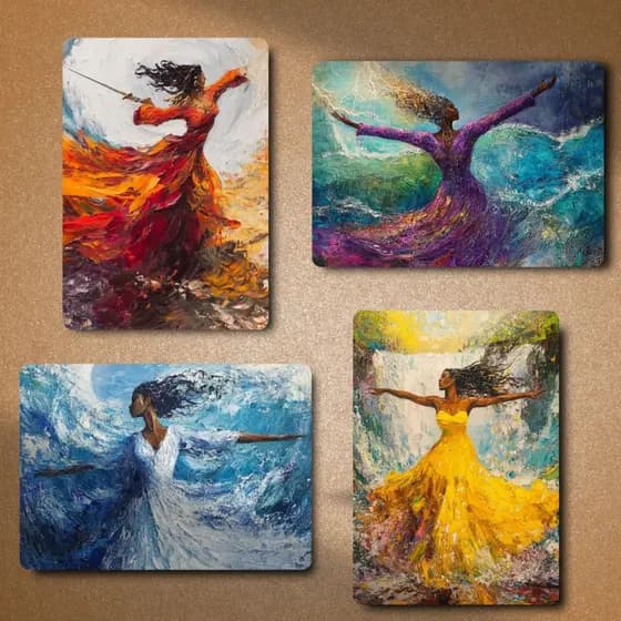 Kit 04 Quadros Orixás - Iansã, Oxum, Iemanjá E Nanã - Envio Imediato