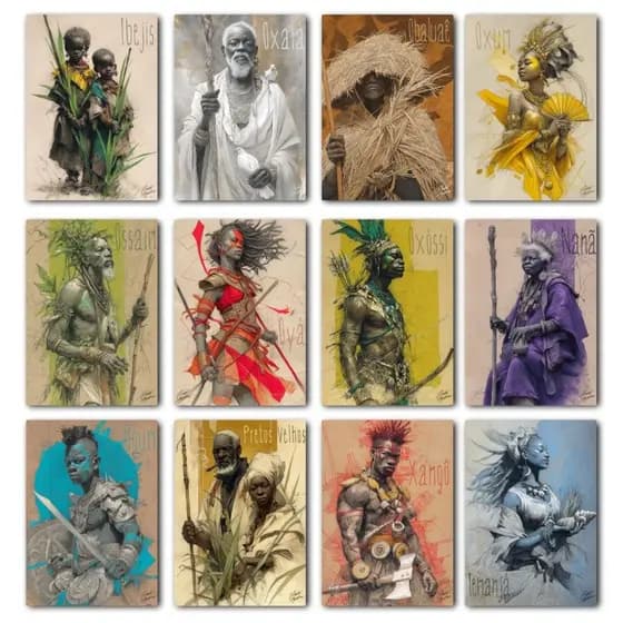 Kit 12 Quadros - Orixás (Umbanda e Candomblé) - Quadro Decorativo - Já com Fita Adesiva - Orixá