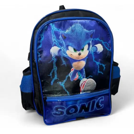 Mochila Infantil Sonic Azul Costas Menino Escolar Tamanho Grande