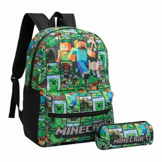 Kit Escolar Minecraft Games Mochila Costas TAM G e Estojo