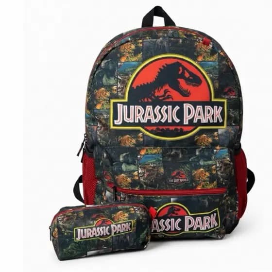 Kit Escolar Jurassic Dinossauro Mochila Costas Tamanho Grande e Estojo