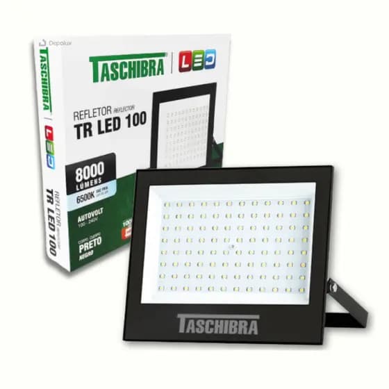 Refletor Led 100w Holofote Externo Resistente Água IP65 6500k Luz Branco Frio Taschibra