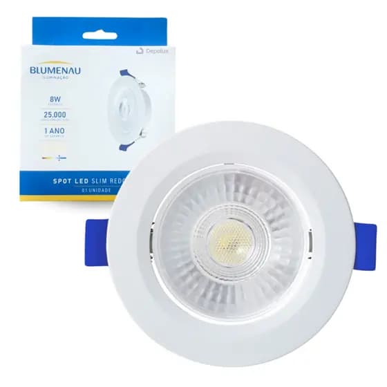 Kit 2 Spot LED Luminária Teto Luz Embutir Redondo 8W Direcionável Bivolt Blumenau Iluminação Enfeite