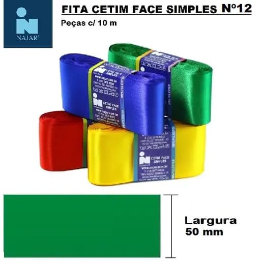 Fita Cetim Najar Nº 12 * Pç c/10m X 50mm