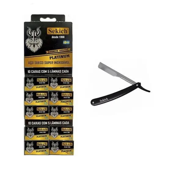 Kit De Barbear 50 Lâminas Sekich + 1 Navalhete Sekich