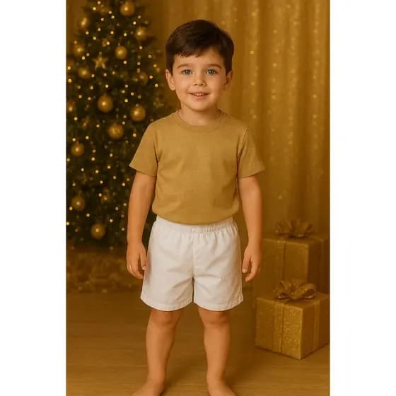 Bermuda Tactel infantil Juvenil Branco Ideal para Festas de Final de Ano Réveillon Shorts Praia Piscina Masculina