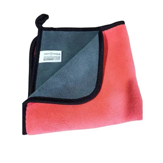 TOALHA DUPLA FACE EM MICROFIBRA 40X40 - 600GSM VERMELHA E CINZA