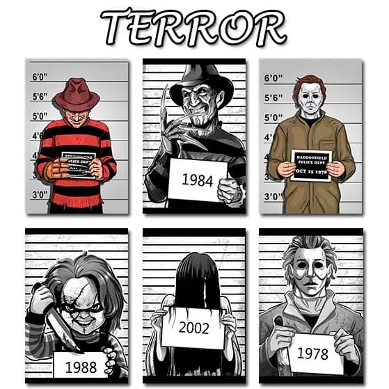 Placas Decorativas MDF quadros parede decoração quero sala escritório Tema Personagens - De Terror - 13X20cm