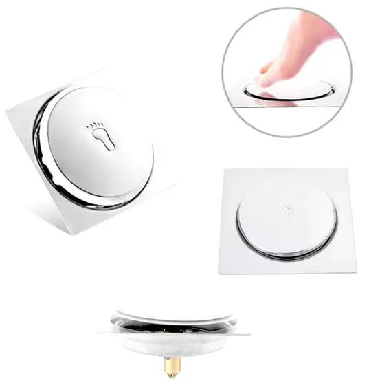 Ralo Inteligente Click 10x10 Cm Inox Banheiro Lavabo Veda Cheiro