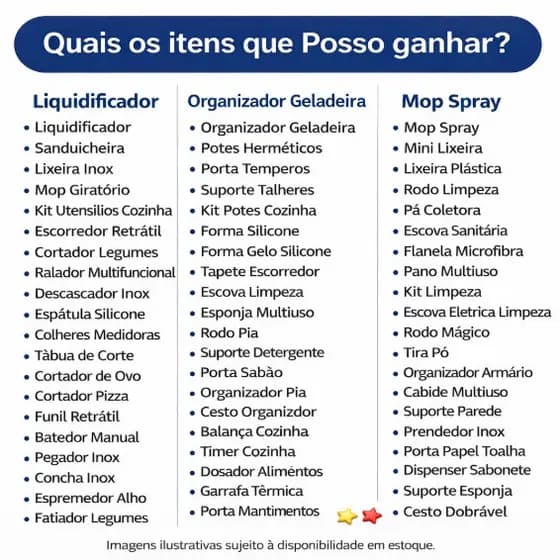 Kit 5 Utilidades Domésticas Surpresa Organização Cozinha