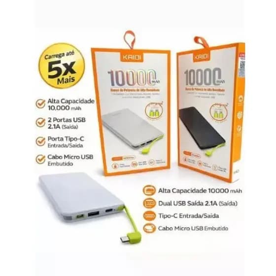 Carregador Portátil PowerBank Kaidi KD-951 10.000mah Original