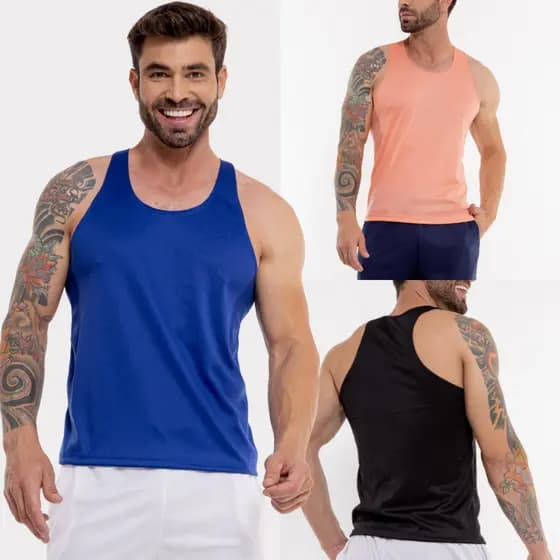Kit 2 Regatas Dry Fit Masculina Academia / Treino / Musculação / Esportes