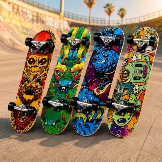 Skate Infantil Iniciante Montado Completo Semi Profissional Madeira 45cm
