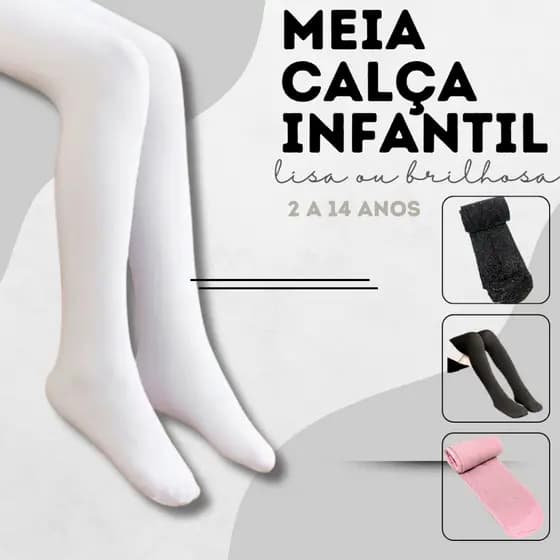 Meia Calça Infantil Bebê Juvenil Estampada Lisa Fios Brilhosos Inverno Outono Moda