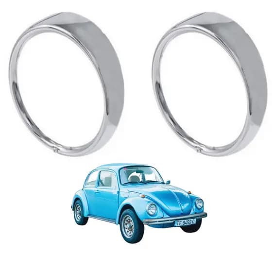 Par Aro Moldura Farol Cromado e Preto Fusca Kombi e Variante Aplicação Universal