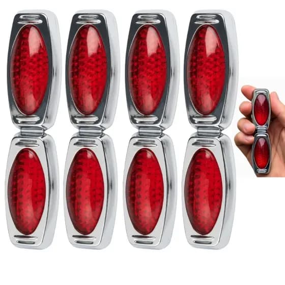 Kit 1/2/4 Protetor de Porta Automotivo Cromado Carro Refletor Olho De Gato Vermelho