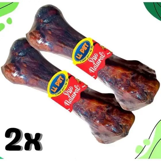 Kit 2 Ossos Desidratado Petisco Pet Fêmur Suino 100% Natural Defumado Para Cães