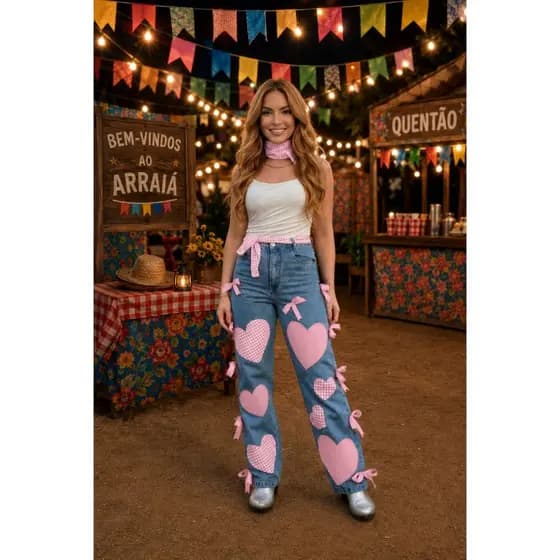 Kit Look Festa Junina Remendo Várias Cores Xadrez