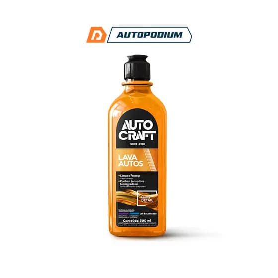 Lava Auto Neutro Concentrado com Cera 500ML - Autocraft - Desengordura, Limpa e Protege