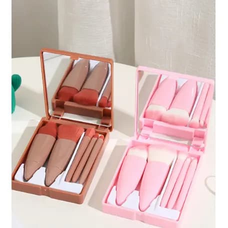 KIT 12PC Mini Espelho De Maquiagem Portátil Com 5 Pcs Pincéis De Maquiagem Lupa Mão Segurar Bolso Dobrável Maquiagem Bel