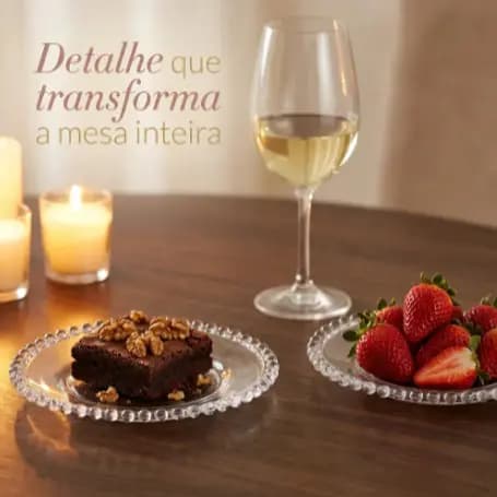 Kit 6 Pratos De Sobremesa De Cristal Coração Lyor 20cm Petisqueira Mesa Posta