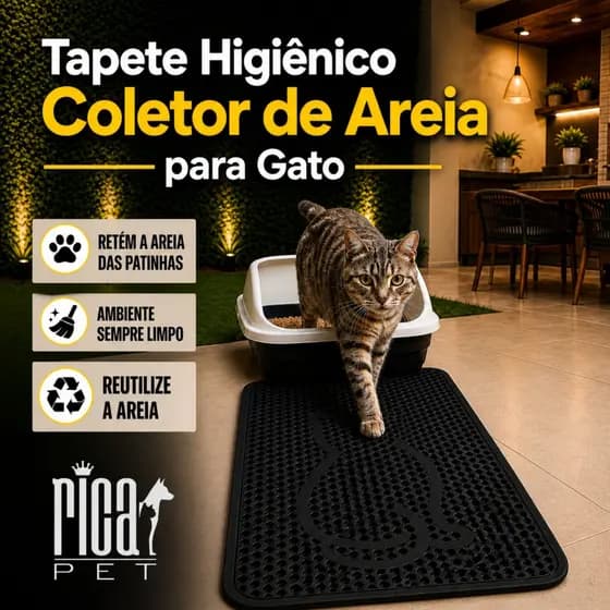 Tapete Higiênico Preto Para Gato - Coletor de areia Pet 53x65 - Anti Sujeira