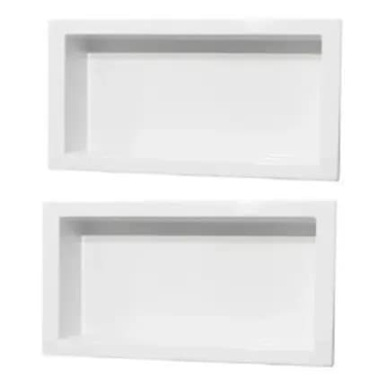 kit 2 Nichos para Banheiro Prateleira com borda Embutir 32x62 Suporte shampoo Branco - Organize com Estilo!