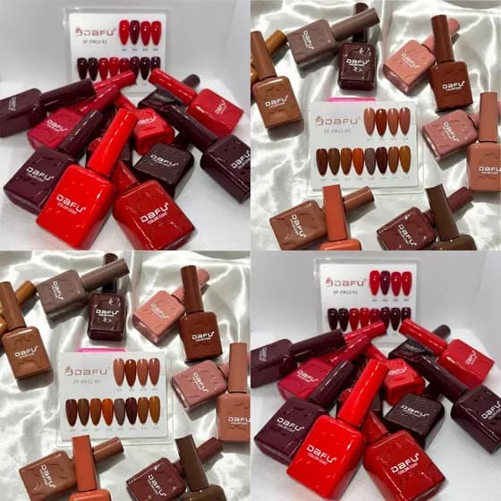 Kit 12 Esmaltes em Gel Dafu Tons Vermelhos Vinhos Marrons Led/UV Unhas SEM TPO Cereja 12 Cores 10ml