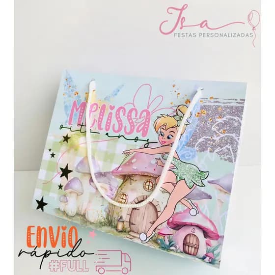 Sacolinhas Sininho Personalizadas Kit Festa Infantil Pegue e Monte