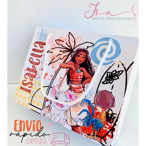 Sacolinhas Moana Personalizadas Kit Festa Infantil Pegue e Monte