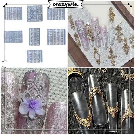 CAPA Floral Para Escultura Unhas, Molde Silicone, Artística Barroca Francesa