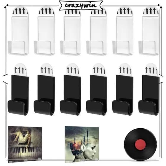 CAPA 6 Pcs Transparência Montado Parede Vinis Prateleira Armazenamento Vertical Pendurado Display Rack Fácil Monta