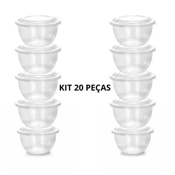 Kit 20 Potes 350 ml Bowl Lembrancinha Transparente Livre de BPA Microondas Freezer