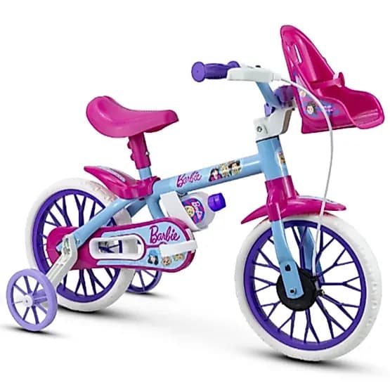 Bicicleta Infantil Aro 12 com Garrafinha e Rodinhas Bicicletinha de Passeio Temática Menino e Menina