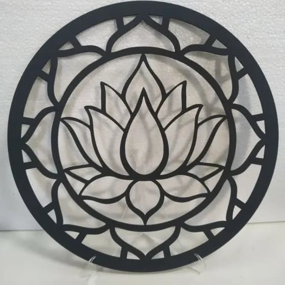Quadro Aplique de Parede Vazado Decoração Sala Quarto Escritório Mandala Flor de Lótus mdf 3mm